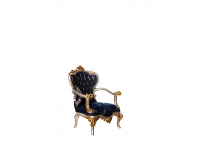 Luxury Armchair Classic Throne Chair Lounge Chair Baroque Velvet Blue Gold