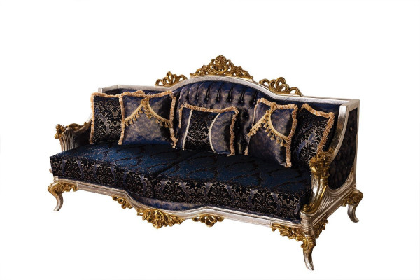 Baroque-style Three-seater Couch with Golden Frame Sofa Couches Furniture New