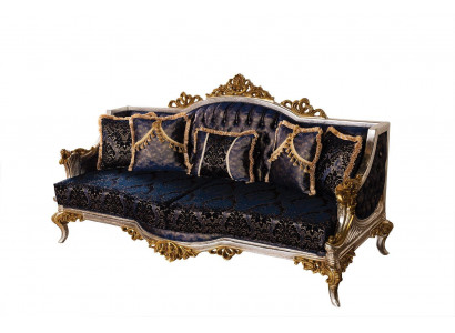 Baroque-style Three-seater Couch with Golden Frame Sofa Couches Furniture New