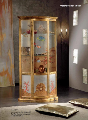 Classic glass wood cabinet display luxury furniture gold sideboard Italy