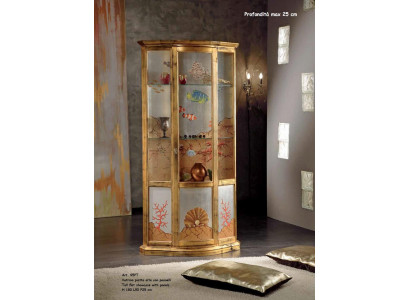 Classic glass wood cabinet display luxury furniture gold sideboard Italy