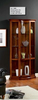 Classic Brown Vitrine French Style Furniture Dresser Sideboard Glass Cabinet