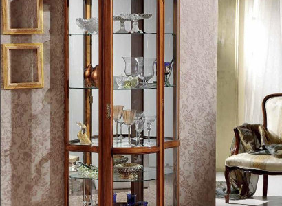 Display glass cabinet brown showcase living room wood sideboard luxury furniture Italy