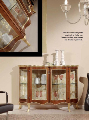 Glass cabinet chest luxury sideboard cupboards brown Italian furniture