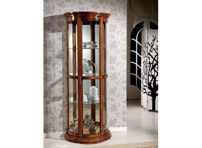 Classic display glass cabinet showcase wood living room luxury brown sideboard