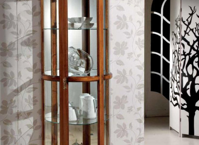 Classic display glass cabinet showcase wood living room luxury brown sideboard