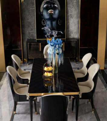 Complete dining room set table 6x armchair chairs luxury dining group