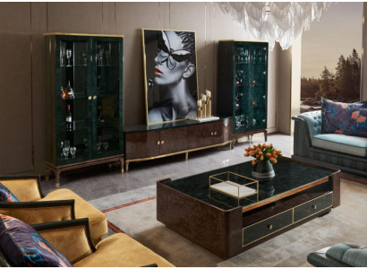 Design wall unit sideboard 2x display cabinet RTV lowboard sideboard 3-piece set