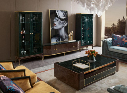 Design wall unit sideboard 2x display cabinet RTV lowboard sideboard 3-piece set