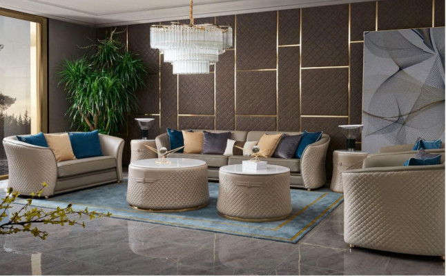 Luxury Furniture Sofa Suite Couch Sofa Upholstery 421 Seater with 2x Coffee Table 5pcs.