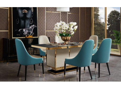 Dining Room 1x Chair Set Seat Real Chairs Upholstered Designer Wooden Armchair New