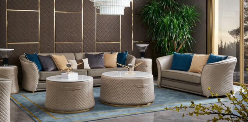 Round set of 2x coffee table side table designer living room