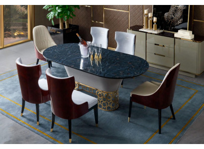 Complete set dining table 4x chairs dining room set dining group wood table tables