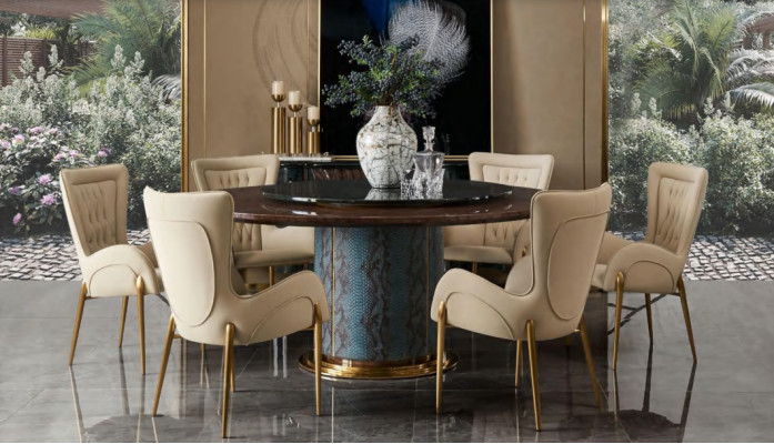 Complete dining room set round table 4x chairs dining group