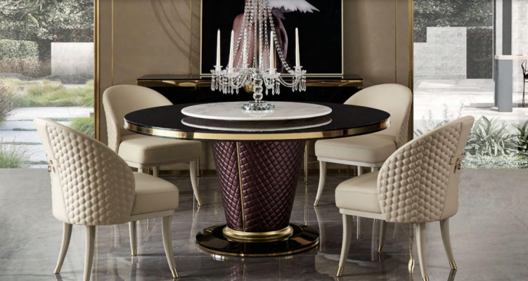 Design dining table, round table, 6 chairs, dining room set, chair group
