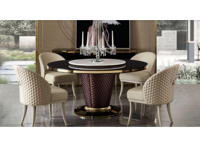 Design dining table, round table, 6 chairs, dining room set, chair group