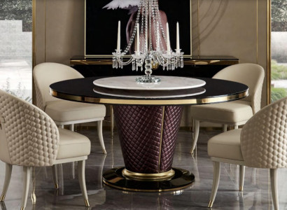 Design round table 4x armchairs dining room seat cushions round tables