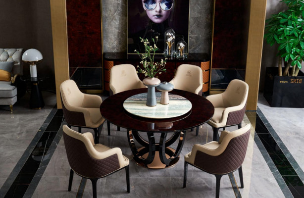 Design Round Dining Room Chair Set Metal Tables Armchair 4x Chairs + Table