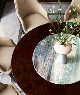 Design Round Dining Room Chair Set Metal Tables Armchair 4x Chairs + Table