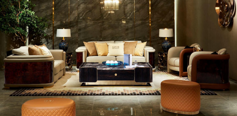 Luxury Living Room Suite 5-Piece Set Leather Sofa Couch Upholstered Sofa