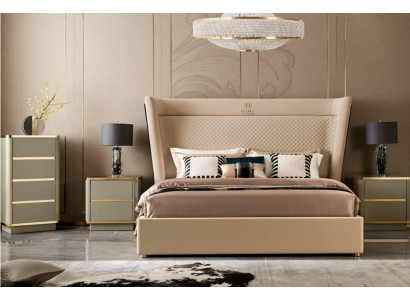 Designer bedroom bed 2 bedside tables dresser 4-piece set new