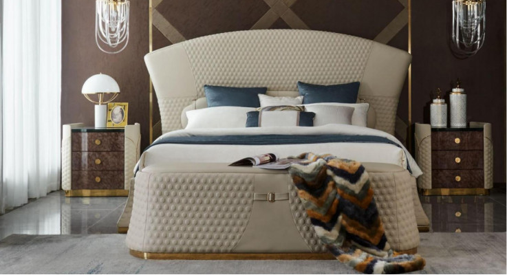 Design leather bed luxury upholstered beds double bedroom 180x200