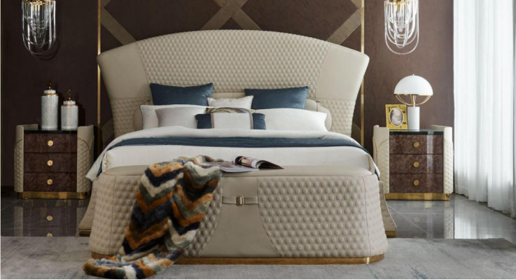 Design leather bed luxury upholstered beds double bedroom 180x200