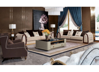 Design Luxury Sofa Seat Upholstery Couch XXL Big 4+3 Seater Suites Chesterfield