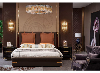 Luxury bedroom furniture 3-piece complete set bed 2x nightstands modern