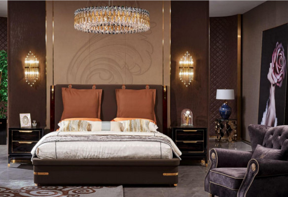 Bed Cushion Design Luxury Metal Double Beds Matrimonial Sleep Room Leather