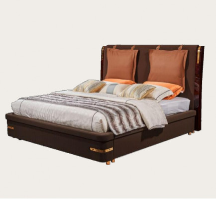 Bed Cushion Design Luxury Metal Double Beds Matrimonial Sleep Room Leather