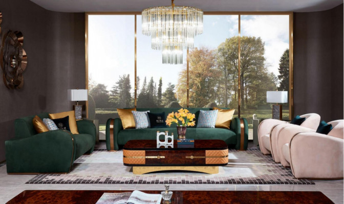 Luxury Sofa Suite 4-piece Set Sofa Leather Sofa Upholstered Chesterfield Couch Sofas