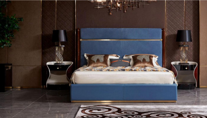 Design bed 2x nightstands 3-piece bedroom set luxury complete suite
