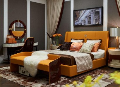 Bed, nightstand, stool 4-piece bedroom set modern design luxury beds new