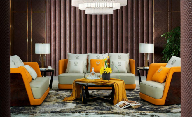 Living landscape sofa upholstery sofa set 321 seater coffee table 4-piece set