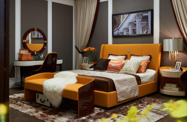 Luxury bedroom furniture bed 2x bedside table set beds hotel furniture 3-piece living.