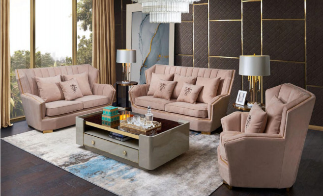 Luxury Furniture Sofa Set Couch Sofa Upholstered 321 Seats Coffee Table Couches