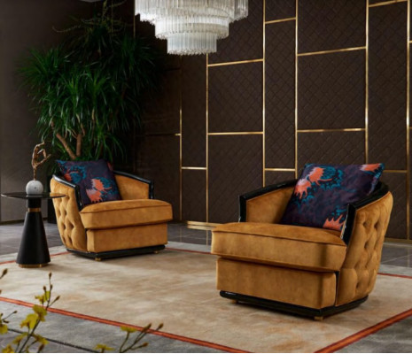 Design armchair, textile luxury TV couch, 1-seater sofa, relax lounge club upholstery
