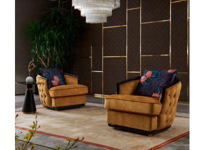 Design armchair, textile luxury TV couch, 1-seater sofa, relax lounge club upholstery