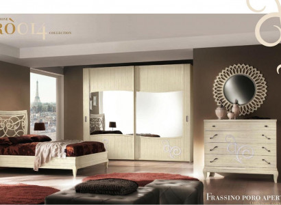 Bedroom bed nightstand wardrobe dresser mirror group new set 6-piece.