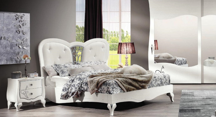 Bedroom Bed Nightstand Beds Wood Design Bed Frame Suite New 3-piece Set