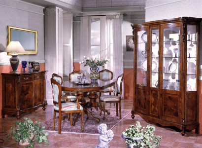 Set dining group wood sideboard complete dining table chairs dining room furniture Italy