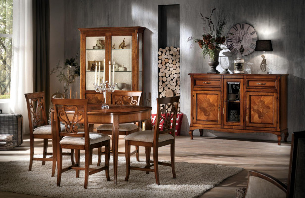 Dining Room Set Suite Chairs 4x Display Cabinet Group Dining Group Display Cabinets 7-piece. Sideboard