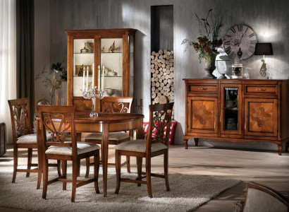 Dining Room Set Suite Chairs 4x Display Cabinet Group Dining Group Display Cabinets 7-piece. Sideboard