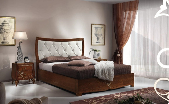 Bedroom bed nightstand bed group wood double design set 3-piece set