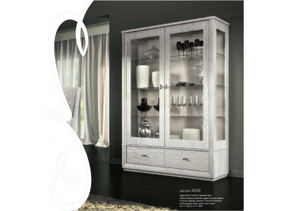 Luxury Display Showcase Glass Cabinet Modern Wood Gray Shelf Furniture