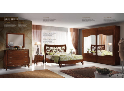 Bedroom bed nightstand wardrobe dresser mirror set 6-piece