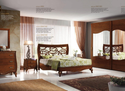 Bedroom bed nightstand wardrobe dresser mirror set 6-piece