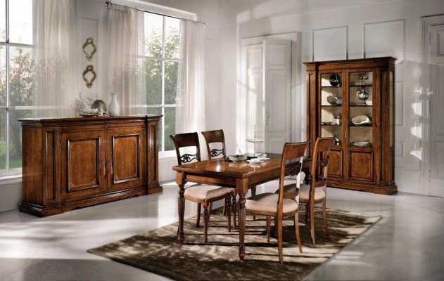 Dining room set suite chairs 4x showcase group dining set display cabinets 7-piece. Sideboard