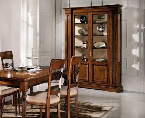 Dining room set suite chairs 4x showcase group dining set display cabinets 7-piece. Sideboard